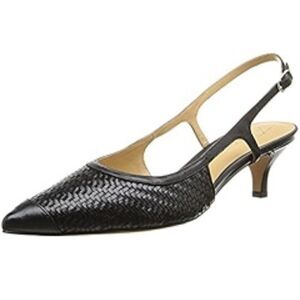 Trotters Kimberly Dress Pump Kitten‎ Heel Slingback Black Leather Size 9N